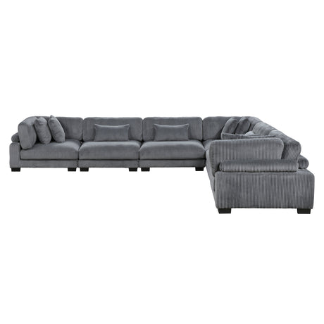 Traverse Gray 6-Piece Corduroy Modular Sectional by Homelegance at Eve Furniture