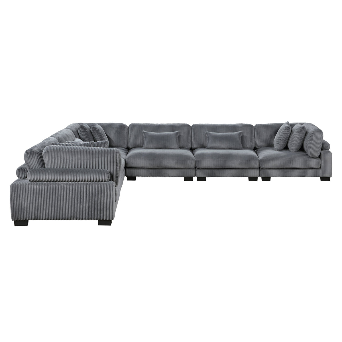 Traverse Gray 6-Piece Corduroy Modular Sectional by Homelegance at Eve Furniture