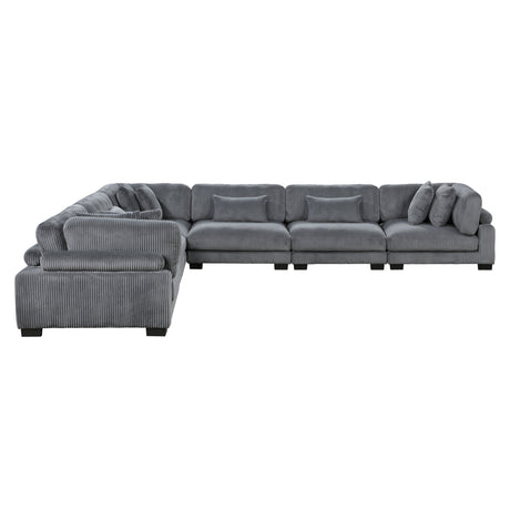 Traverse Gray 6-Piece Corduroy Modular Sectional by Homelegance at Eve Furniture