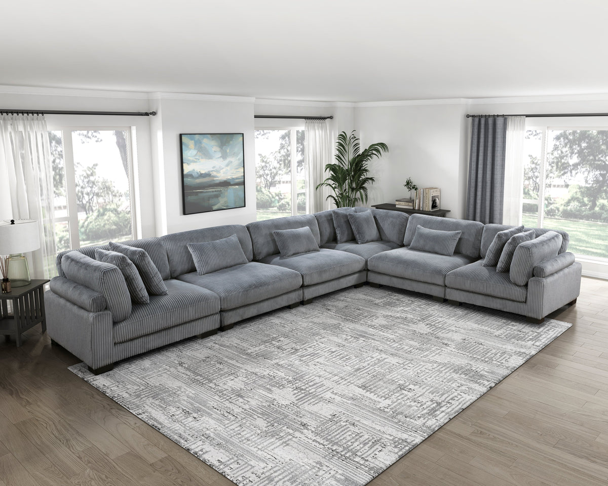 Traverse Gray 6-Piece Corduroy Modular Sectional by Homelegance at Eve Furniture