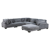 Traverse Gray 6-Piece Corduroy Modular Sectional with Ottoman by Homelegance at Eve Furniture
