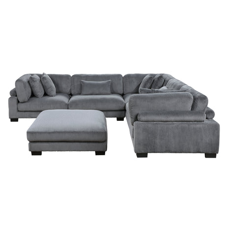 Traverse Gray 6-Piece Corduroy Modular Sectional with Ottoman by Homelegance at Eve Furniture