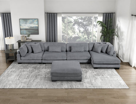 Traverse Gray 6-Piece Corduroy Modular Sectional with Ottoman by Homelegance at Eve Furniture