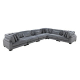 Traverse Gray 6-Piece Corduroy Modular Sectional with Ottoman by Homelegance at Eve Furniture