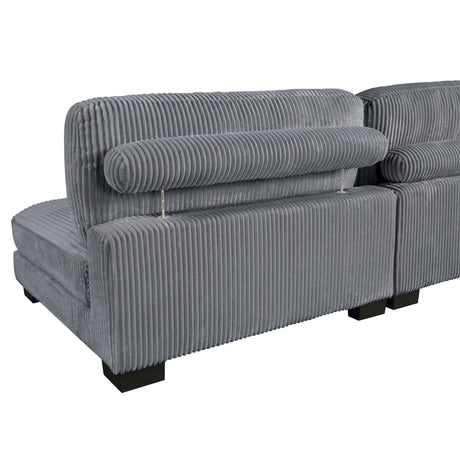 Traverse Gray 6-Piece Corduroy Modular Sectional with Ottoman by Homelegance at Eve Furniture