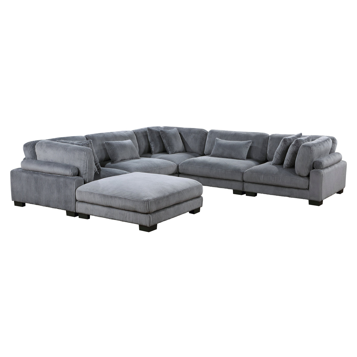 Traverse Gray 6-Piece Corduroy Modular Sectional with Ottoman by Homelegance at Eve Furniture