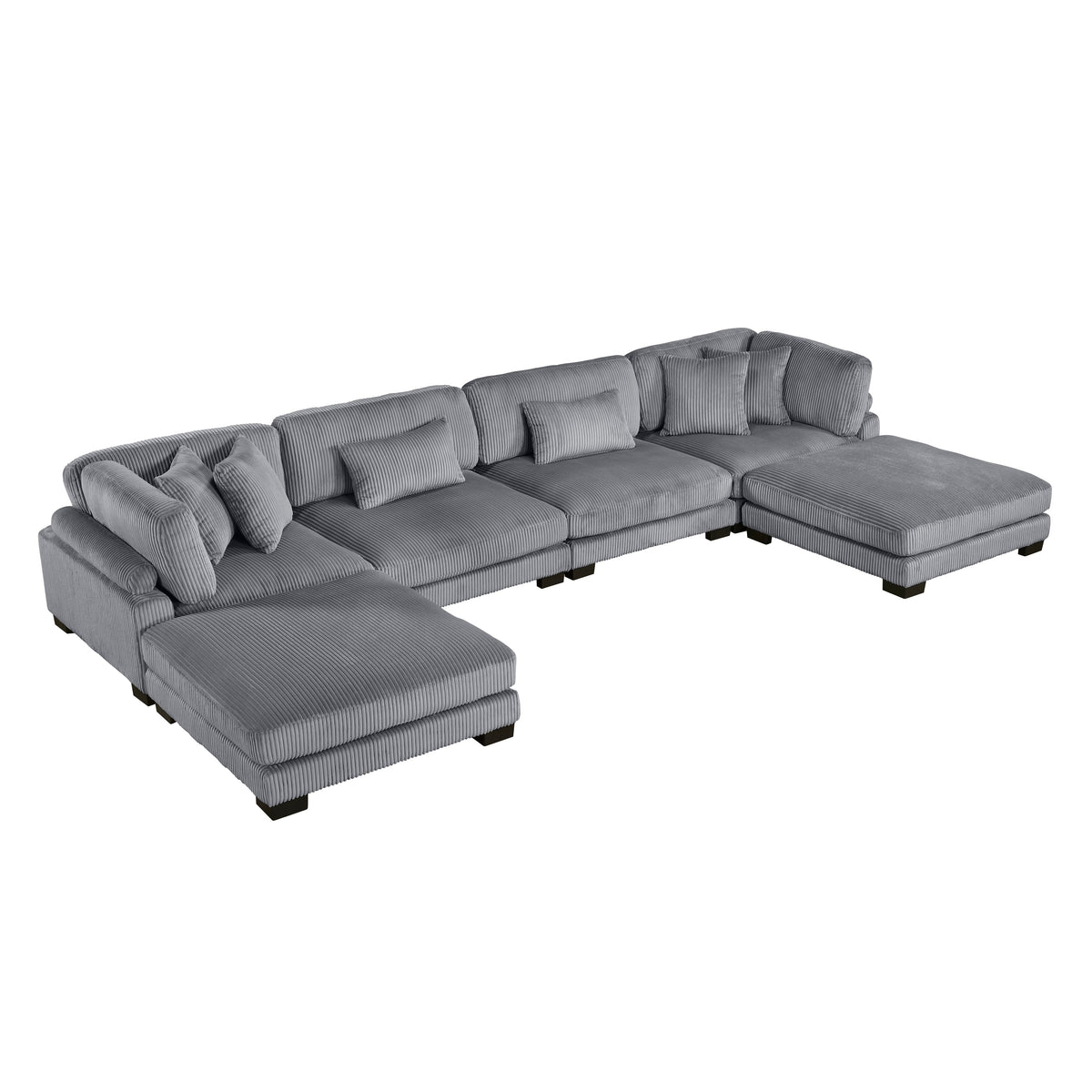 Traverse Gray 6-Piece Corduroy Modular Sectional with Ottomans by Homelegance at Eve Furniture