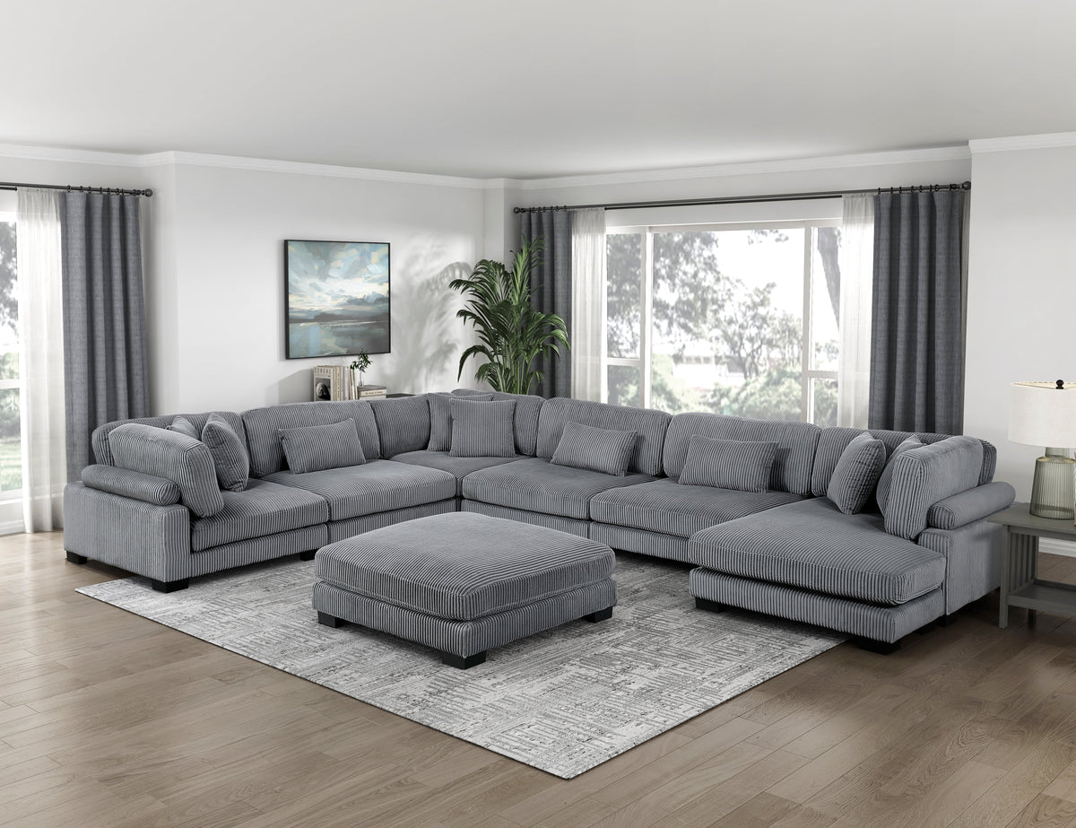 Traverse Gray 7-Piece Modular Sectional with Reversible Chaise and Ottoman by Homelegance at Eve Furniture