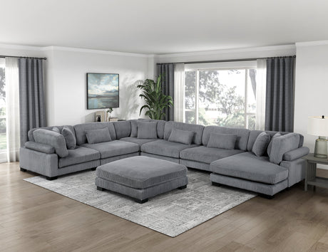 Traverse Gray 7-Piece Modular Sectional with Reversible Chaise and Ottoman by Homelegance at Eve Furniture