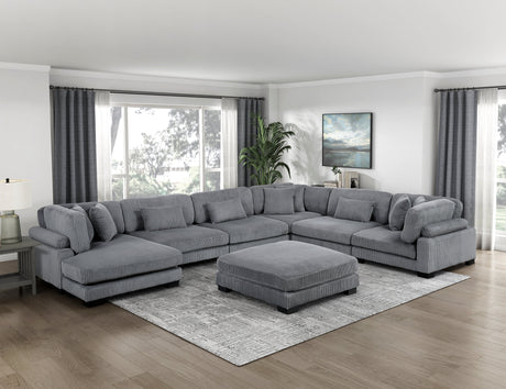 Traverse Gray 7-Piece Modular Sectional with Reversible Chaise and Ottoman by Homelegance at Eve Furniture