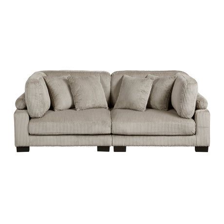 Traverse Taupe 2-Piece Corduroy Modular Loveseat by Homelegance at Eve Furniture