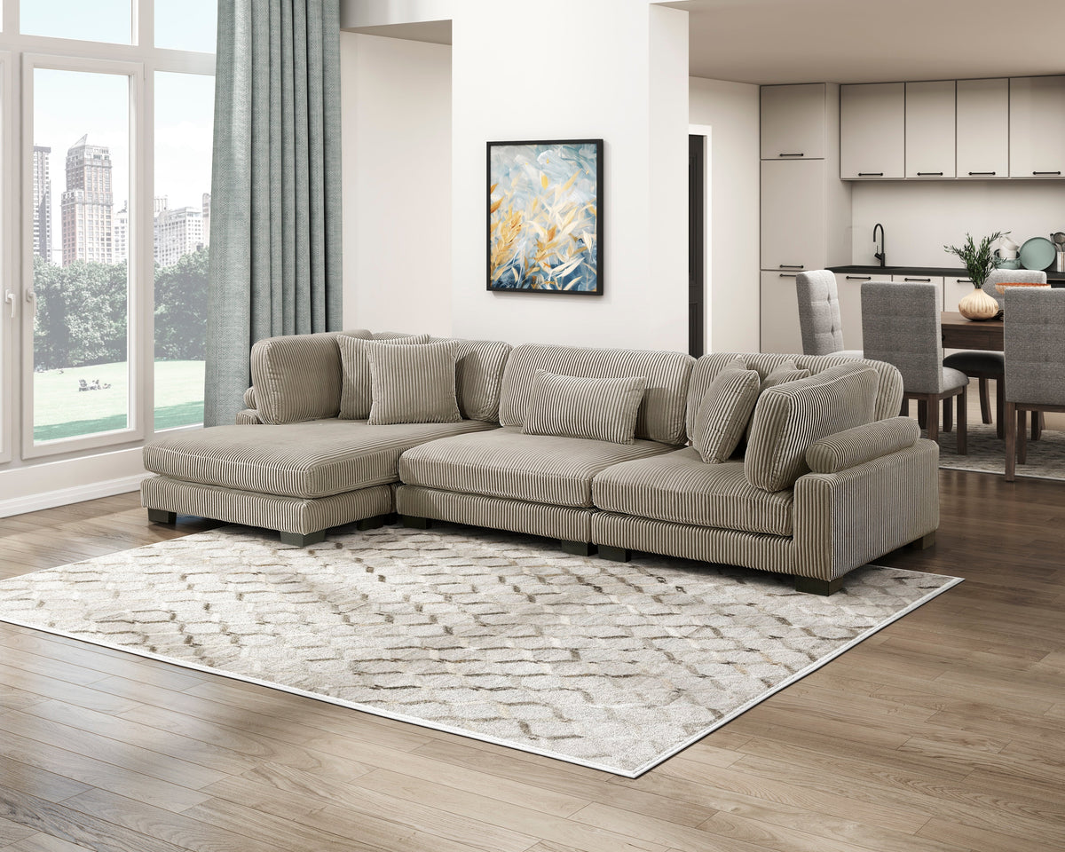 Traverse Taupe 3-Piece Modular Sectional with Reversible Chaise by Homelegance at Eve Furniture