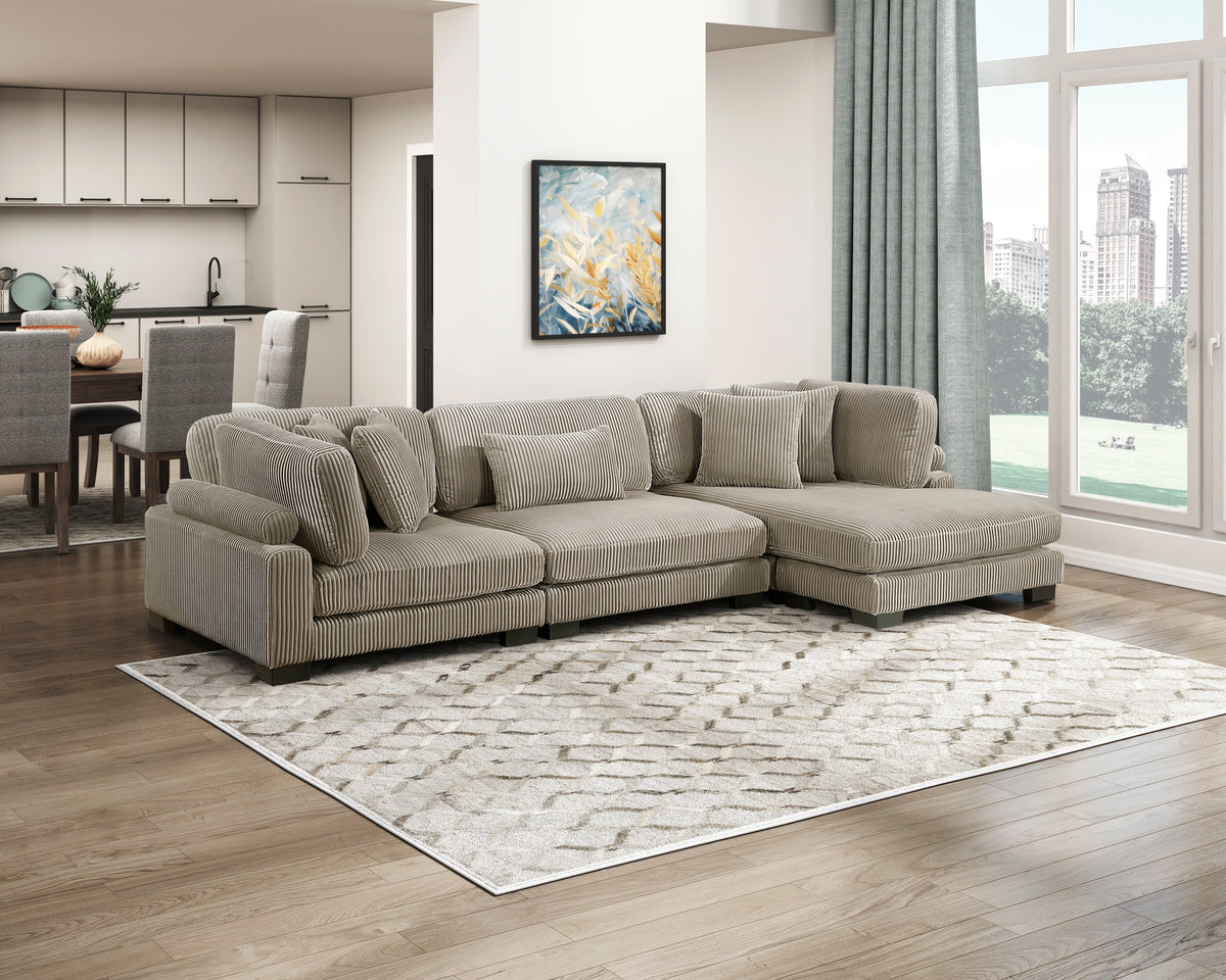 Traverse Taupe 3-Piece Modular Sectional with Reversible Chaise by Homelegance at Eve Furniture