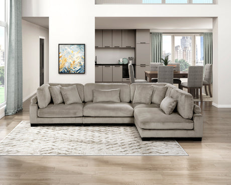Traverse Taupe 4-Piece Corduroy Modular Sectional by Homelegance at Eve Furniture