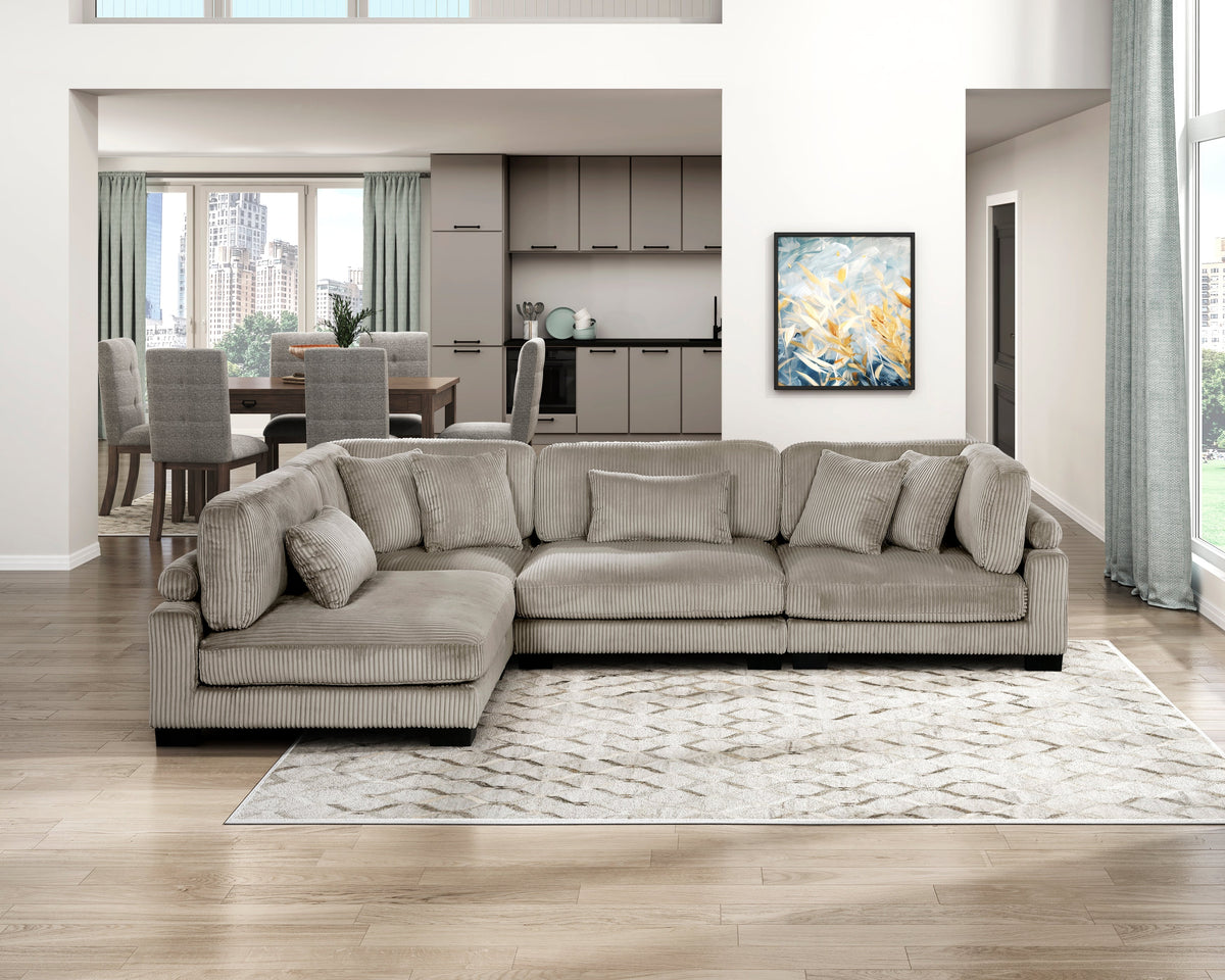 Traverse Taupe 4-Piece Corduroy Modular Sectional by Homelegance at Eve Furniture