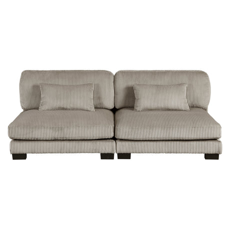 Traverse Taupe 4-Piece Corduroy Modular Sectional with Ottoman by Homelegance at Eve Furniture