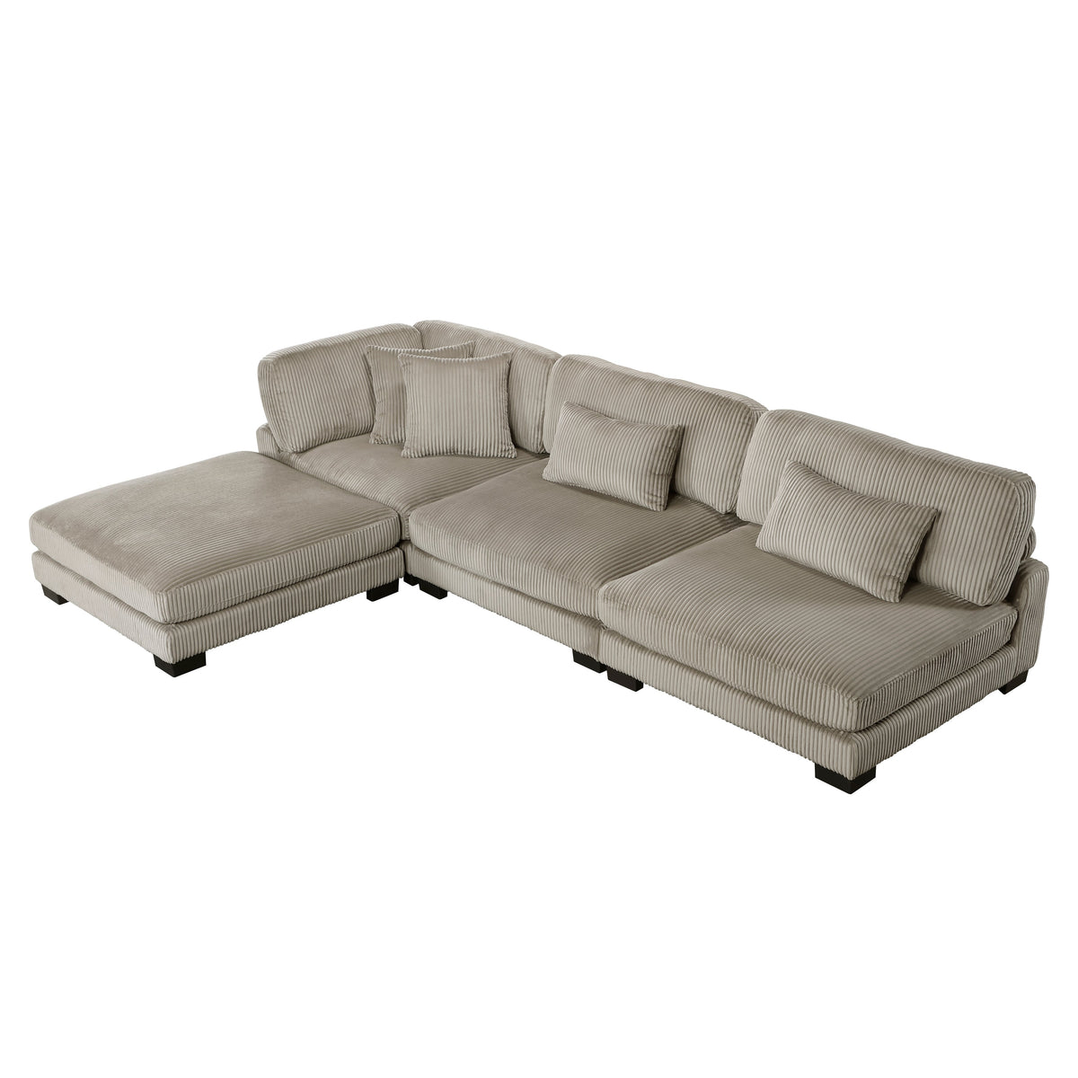 Traverse Taupe 4-Piece Corduroy Modular Sectional with Ottoman by Homelegance at Eve Furniture