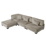 Traverse Taupe 4-Piece Corduroy Modular Sectional with Ottoman by Homelegance at Eve Furniture