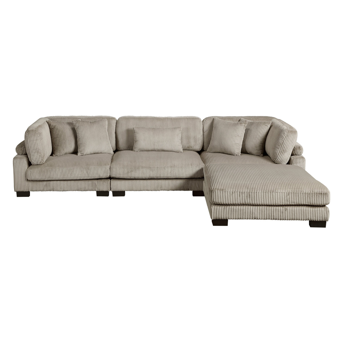 Traverse Taupe 4-Piece Corduroy Modular Sectional with Ottoman by Homelegance at Eve Furniture