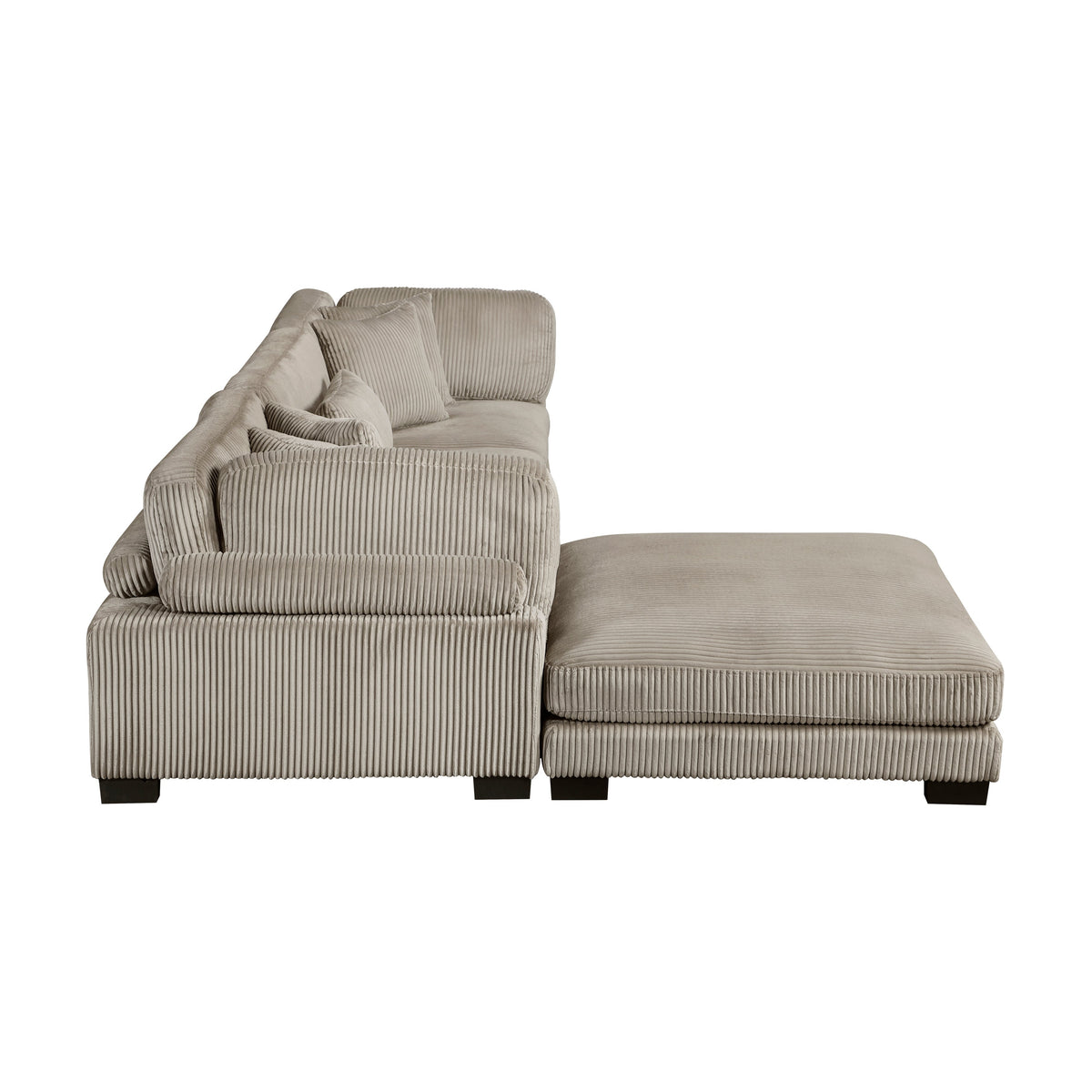 Traverse Taupe 4-Piece Corduroy Modular Sectional with Ottoman by Homelegance at Eve Furniture