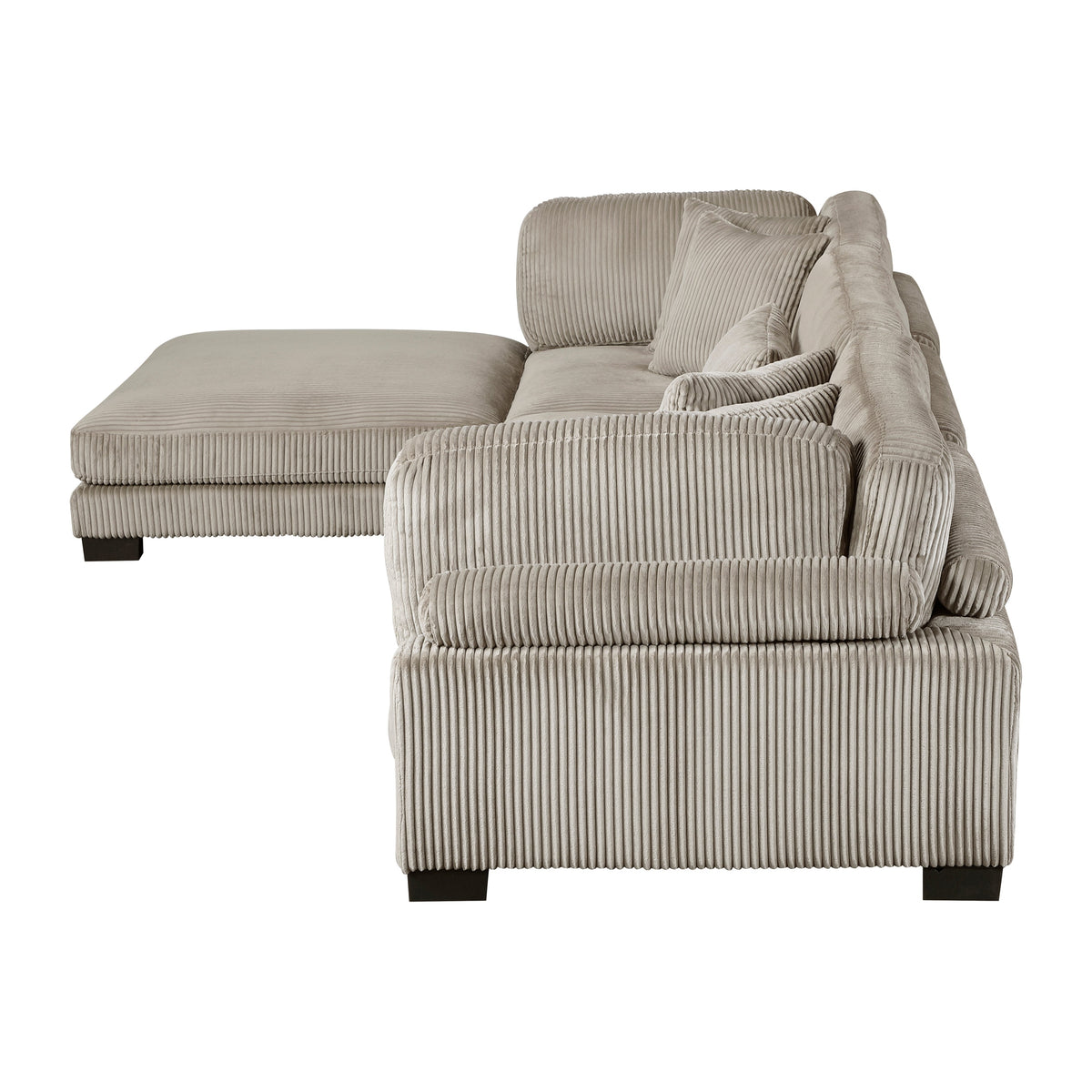 Traverse Taupe 4-Piece Corduroy Modular Sectional with Ottoman by Homelegance at Eve Furniture