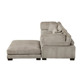 Traverse Taupe 4-Piece Corduroy Modular Sectional with Ottoman by Homelegance at Eve Furniture