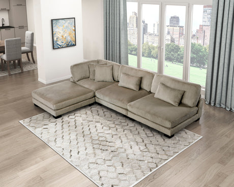 Traverse Taupe 4-Piece Corduroy Modular Sectional with Ottoman by Homelegance at Eve Furniture