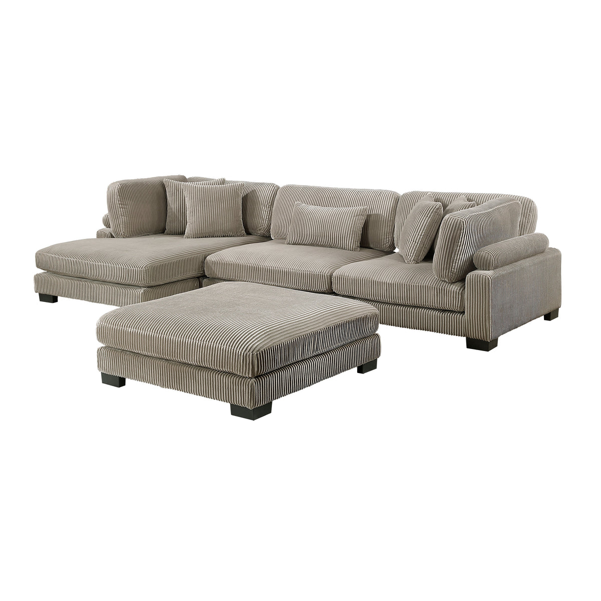 Traverse Taupe 4-Piece Modular Sectional with Reversible Chaise and Ottoman by Homelegance at Eve Furniture