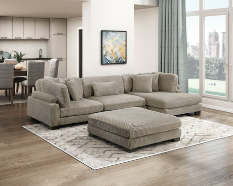 Traverse Taupe 4-Piece Modular Sectional with Reversible Chaise and Ottoman by Homelegance at Eve Furniture