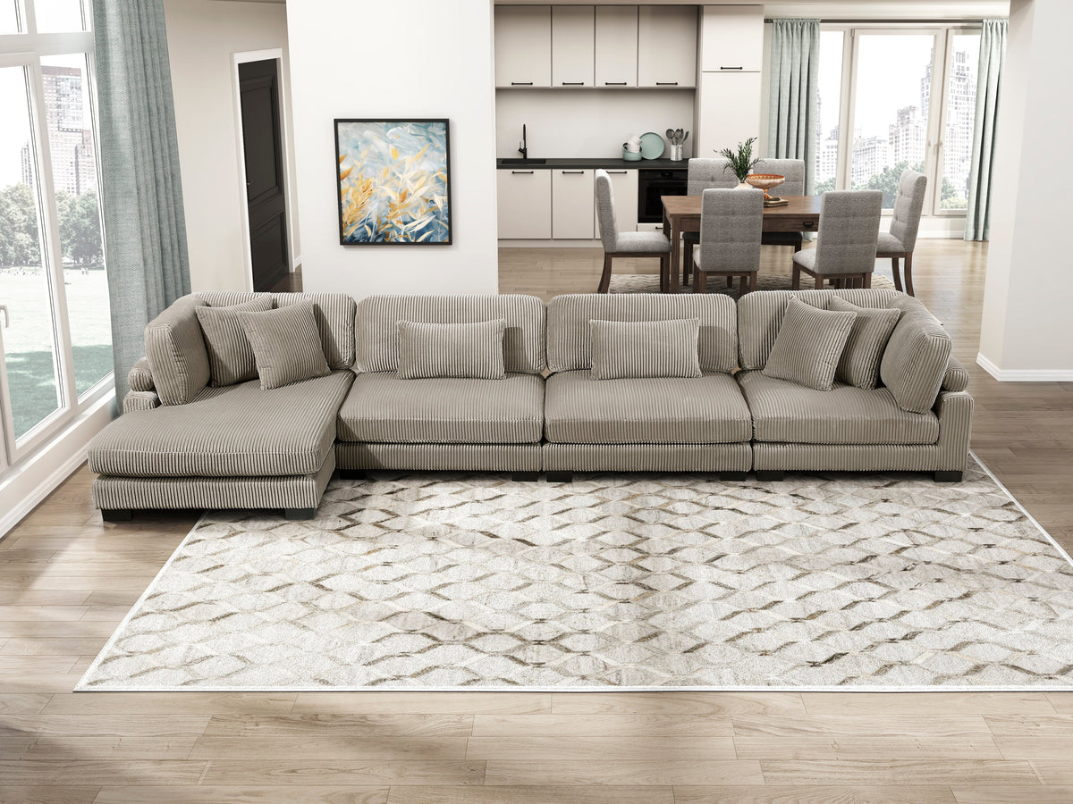 Traverse Taupe 4-Piece Modular Sectional with Reversible Chaise by Homelegance at Eve Furniture