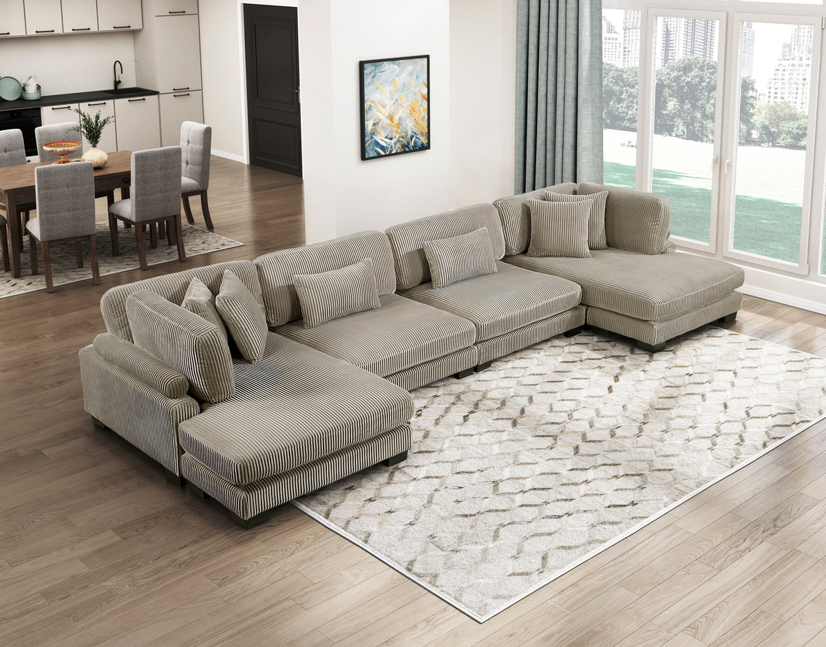 Traverse Taupe 4-Piece Modular Sectional with Reversible Chaises by Homelegance at Eve Furniture