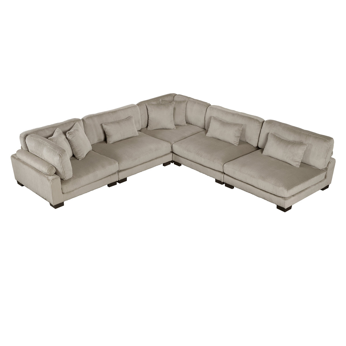 Traverse Taupe 5-Piece Corduroy Modular Sectional by Homelegance at Eve Furniture