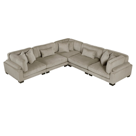 Traverse Taupe 5-Piece Corduroy Modular Sectional by Homelegance at Eve Furniture