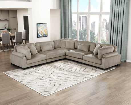 Traverse Taupe 5-Piece Corduroy Modular Sectional by Homelegance at Eve Furniture