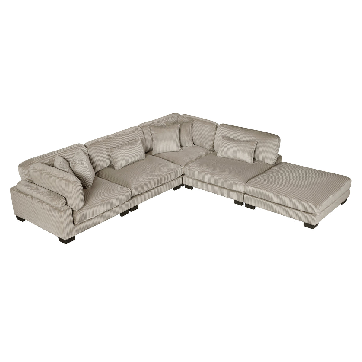 Traverse Taupe 5-Piece Corduroy Modular Sectional with Ottoman by Homelegance at Eve Furniture