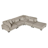Traverse Taupe 5-Piece Corduroy Modular Sectional with Ottoman by Homelegance at Eve Furniture