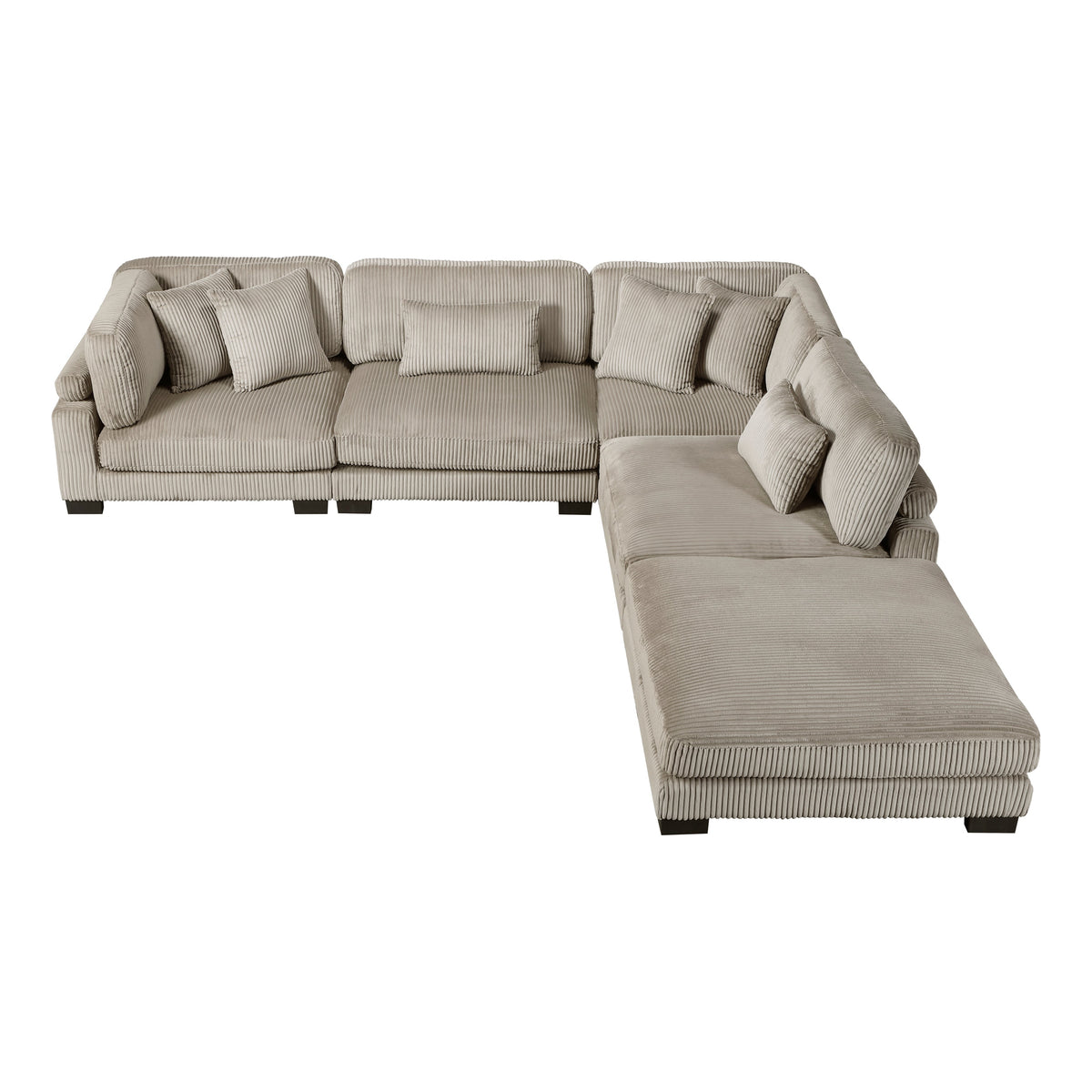 Traverse Taupe 5-Piece Corduroy Modular Sectional with Ottoman by Homelegance at Eve Furniture