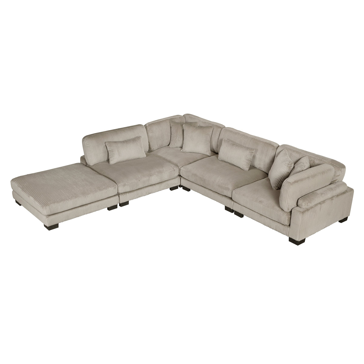 Traverse Taupe 5-Piece Corduroy Modular Sectional with Ottoman by Homelegance at Eve Furniture