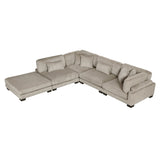 Traverse Taupe 5-Piece Corduroy Modular Sectional with Ottoman by Homelegance at Eve Furniture