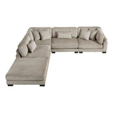 Traverse Taupe 5-Piece Corduroy Modular Sectional with Ottoman by Homelegance at Eve Furniture