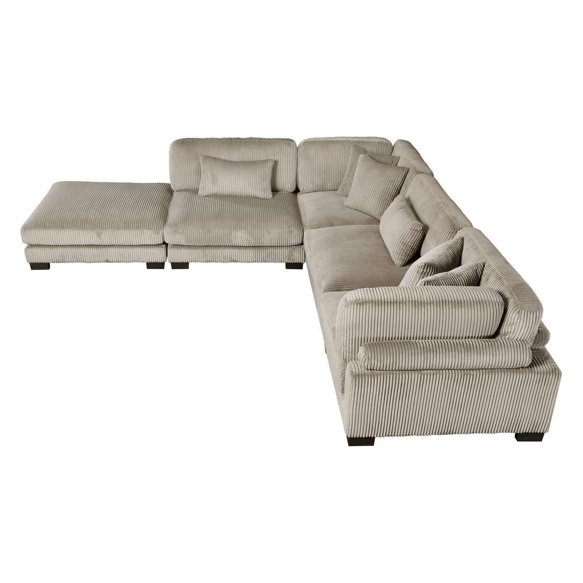 Traverse Taupe 5-Piece Corduroy Modular Sectional with Ottoman by Homelegance at Eve Furniture