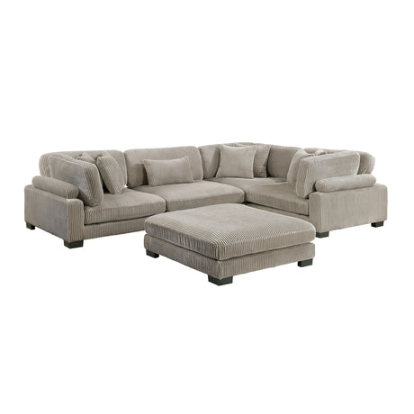 Traverse Taupe 5-Piece Modular Sectional with Ottoman by Homelegance at Eve Furniture