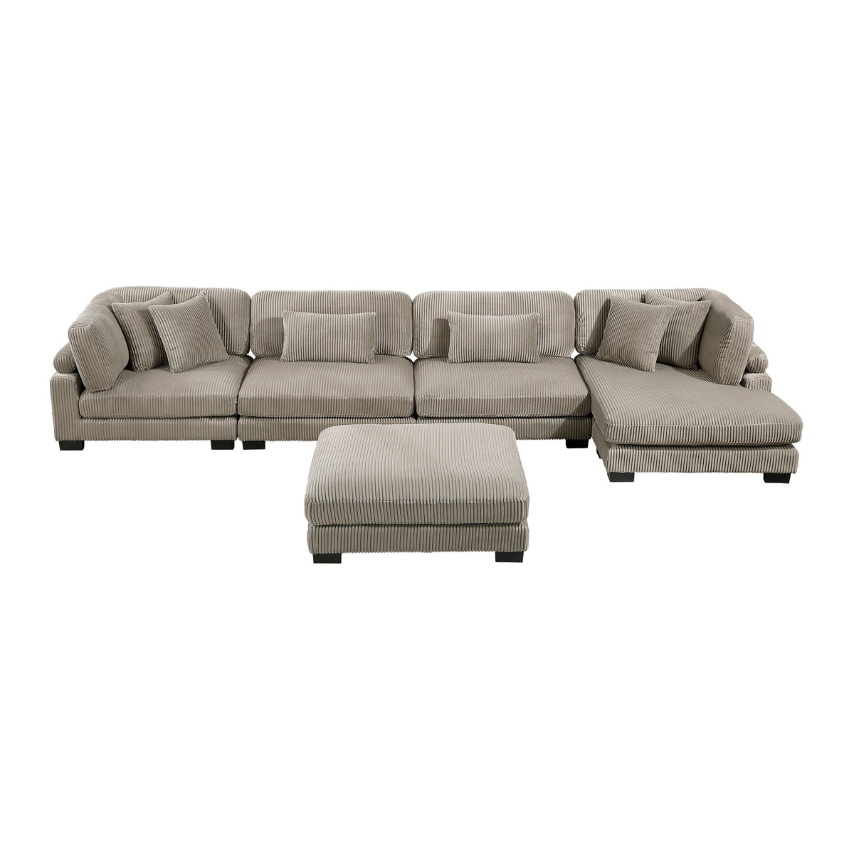Traverse Taupe 5-Piece Modular Sectional with Reversible Chaise and Ottoman by Homelegance at Eve Furniture