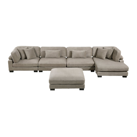 Traverse Taupe 5-Piece Modular Sectional with Reversible Chaise and Ottoman by Homelegance at Eve Furniture