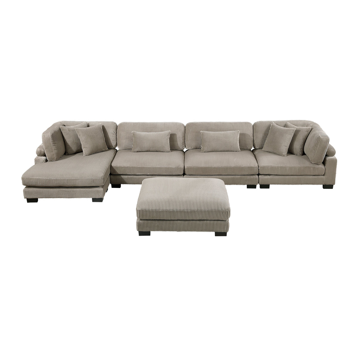 Traverse Taupe 5-Piece Modular Sectional with Reversible Chaise and Ottoman by Homelegance at Eve Furniture