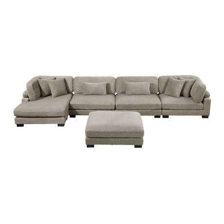 Traverse Taupe 5-Piece Modular Sectional with Reversible Chaise and Ottoman by Homelegance at Eve Furniture