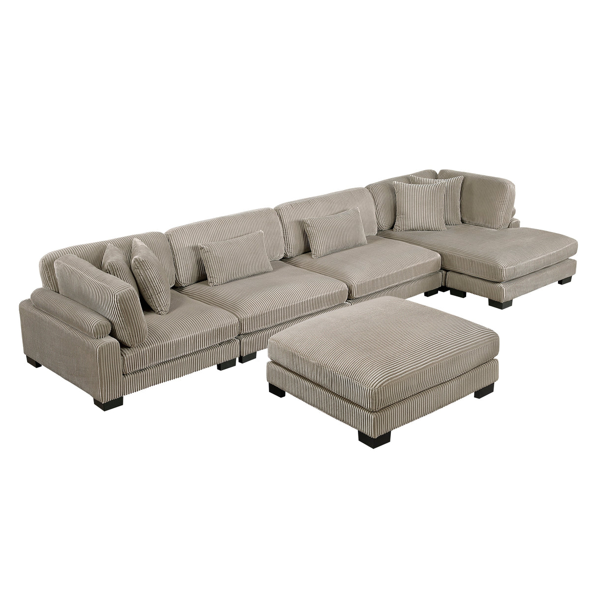 Traverse Taupe 5-Piece Modular Sectional with Reversible Chaise and Ottoman by Homelegance at Eve Furniture