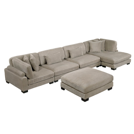 Traverse Taupe 5-Piece Modular Sectional with Reversible Chaise and Ottoman by Homelegance at Eve Furniture