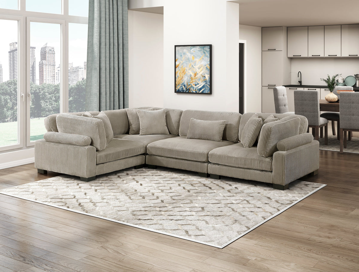 Traverse Taupe 6-Piece Corduroy Modular Sectional by Homelegance at Eve Furniture