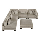 Traverse Taupe 6-Piece Corduroy Modular Sectional with Ottoman by Homelegance at Eve Furniture